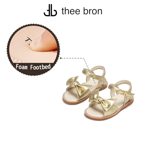 Image of THEE BRON Toddler Girls Sandals Wedding Flower Girl Dress Shoes Open Toe Flats