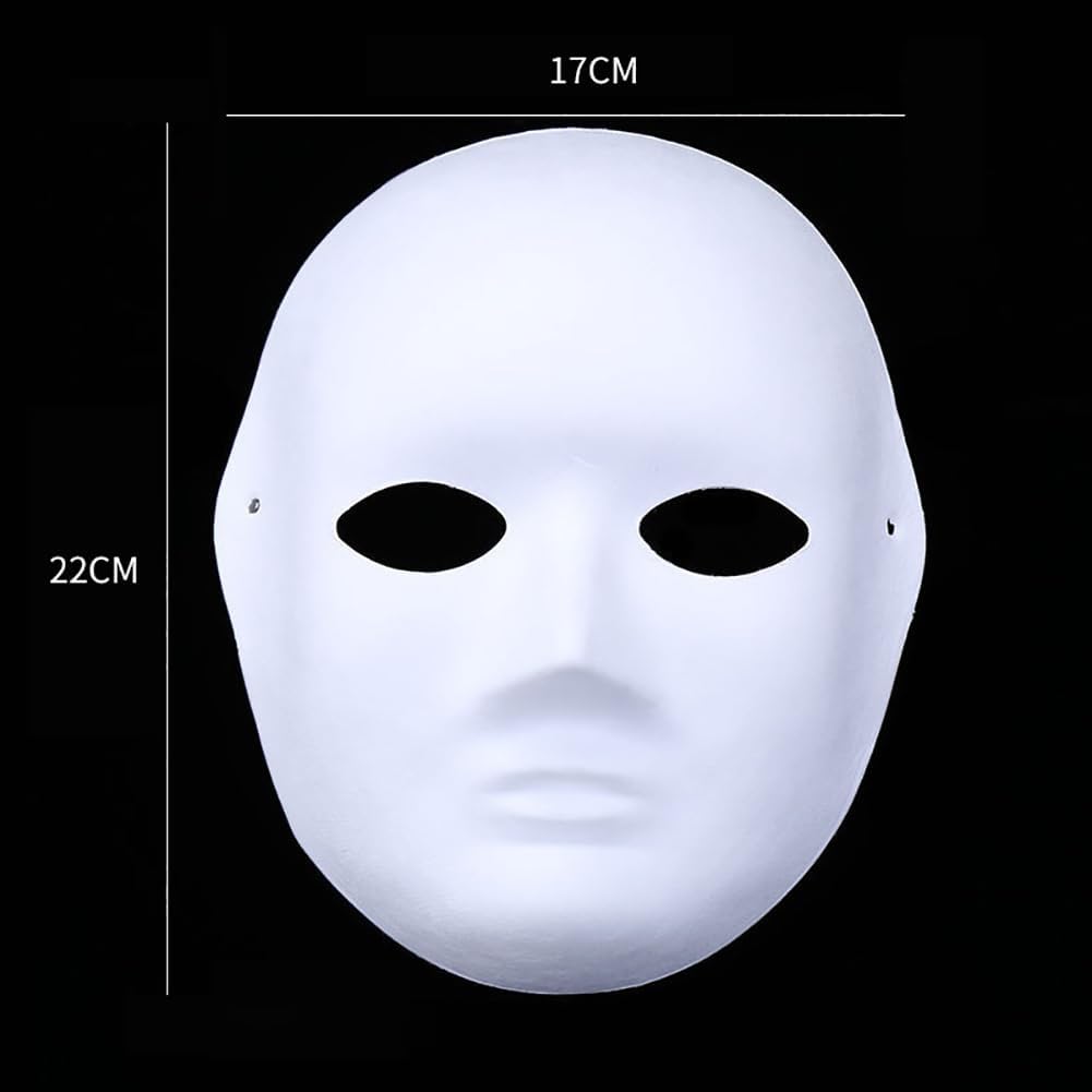8 Pcs DIY Full Face Masks White Paper Mache Masks Paintable Paper Masks Halloween Masquerade Mask Mardi Gras Mask