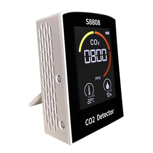 Detector Gas Medidor De Sensor CO2 Digital Recargable 4 En 1, Monitor Calidad Aire, Temperatura Y Humedad, Detector Carbono Anal