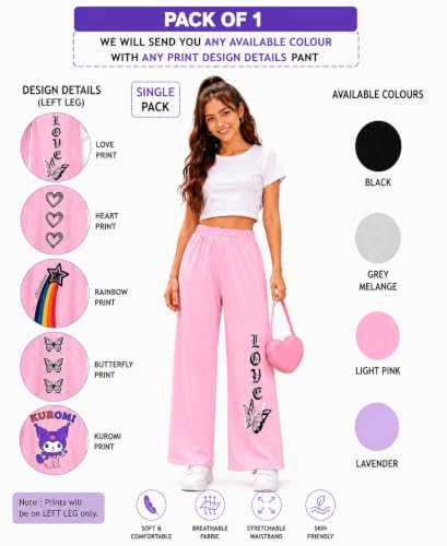 Image of Girls Wide Leg Casual Pant with Graphic Print Pack of 1
