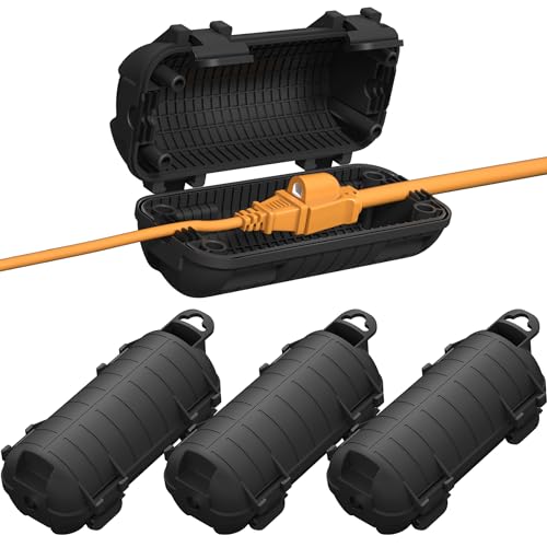 Extension-Cord-Cover-Outdoor-4-Pack-IP54-Water-Resistant-Power-Cord-Protector-Electrical-Connection-Box-Outside-Cable-Safety-Cover-for-Electronics-Plug-Outlet-Tool-Holiday-Light-Black