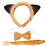 Lion Ears and Tail Set Lion Cosplay Costume Accessories Halloween Lion Headband & Tail Costume Set...