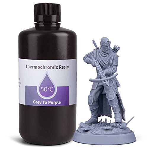 Image of ELEGOO Thermochromic 3D Printer Resin, UV-Curing Resin for MSLA DLP LCD 3D Printing Turning from Grey to Purple, 1000G