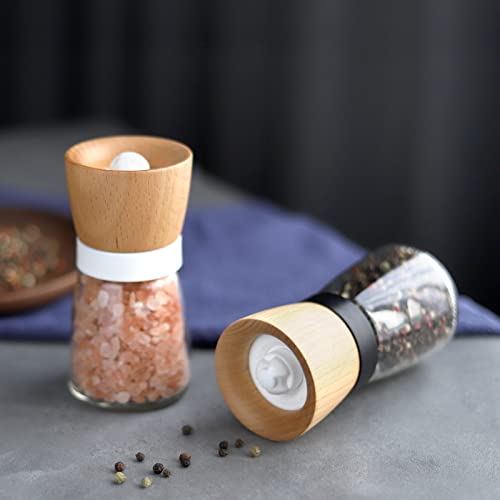 Vevok Chef Wooden Salt And Pepper Grinder Adjustable Coarseness Ceramic Wood Pepper Grinder Black Pepper Sea Salt Mill Grinder For Kitchen Seasoning Salt And Pepper Shaker Set Chef Gift #TOP7