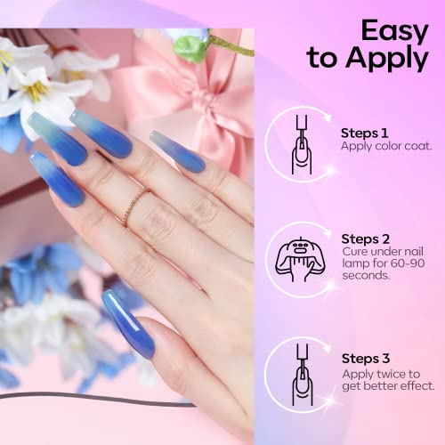 Modelones Color Changing Gel Nail Polish, 6 Colors Pink Glitter Blue Purple Mood Temperature Change Nail Polish Gel Set Soak Off Nail Art Diy Home Salon Manicure Gifts For Women Girls Limited Edition #TOP6