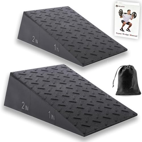 Folaps Squat Wedge with Step-by-Step Guide: 15-Degree Non-Slip Blocks for Deep Squats Lower Body Exercises - Improve Strength Ankle & Knees Mobility for Fitness Enthusiasts Athletes