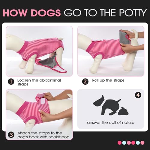 Image of FUAMEY Recovery Suit for Dogs After Surgery,Soft Breathable Dog Bodysuit E-Collar & Cone Alternative Surgical Suit,Male Female Dog Neuter Spay Suits Anti Licking Wounds Onesie Rose Stripes XXL