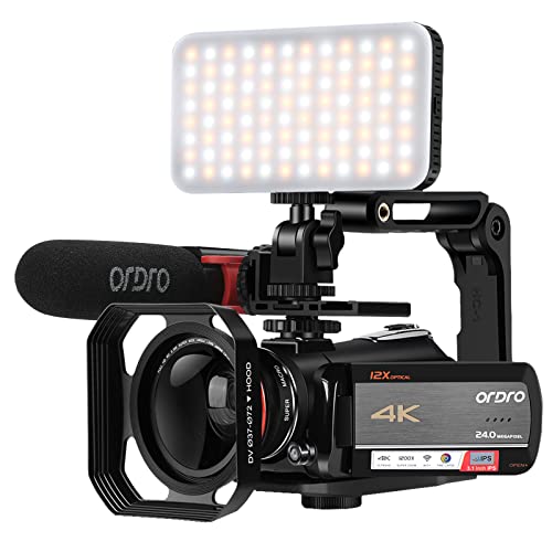 ORDRO Optical Zoom Live Streaming UHD 4K Video Camera Camcorder, AC5 Plus Vlogging Camera for YouTube,Rotatable Touch Screen,Anti Shake, Autofocus,Time-Lapse