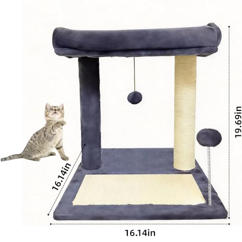 Árbol para gatos con poste rascador y cama 50 cm gris miniatura 6