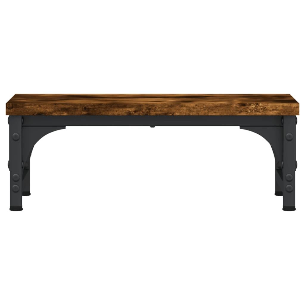 Soporte para monitor de madera de roble ahumado, 37 x 23 x 14 cm, altura regulable para trabajar ergonómicamente en la oficina en casa y juegos, con estante, gestión de cables y patas