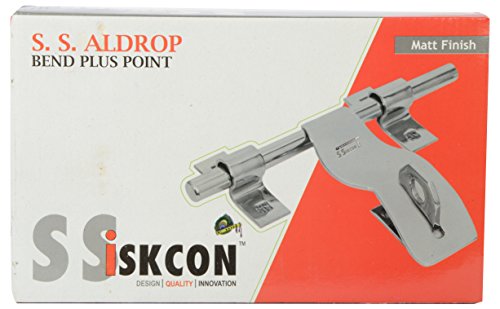 Image of ssiskcon 14mm x 300mm = 12 inch, 3mm Flap /Pack of 16 Pieces (4 Sets) Platinum Finish Stainless Steel Aldrop Door Lock Bolt Tadi Latch Bend Plus Point