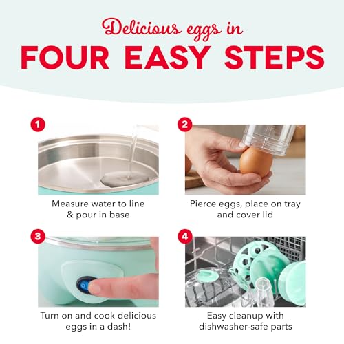 Image of Dash Deluxe Egg Cooker - Boiler, Poacher & Steamer - Includes Measuring & Recipe Guide - Dishwasher Safe - BPA Free - Holds 12 Eggs, Aqua
