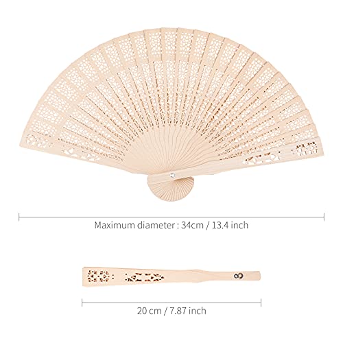 Durony DY0161 24 Pieces Sandalwood Fans Wooden Handheld Folding Fans Scented Wooden Fans Vintage Hand Fans thumb #1