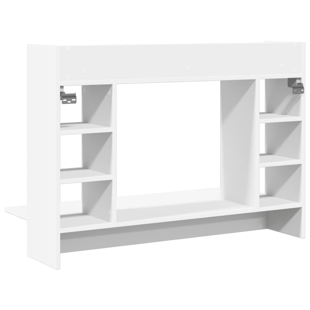Scrivania a Parete Bianca in Legno Multistrato 105x48x75 cm con Ripiano e 6 Scomparti, Mobile Salvaspazio per Studio Ufficio Casa, Postazione Lavoro PC Gaming Smartworking