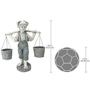 Design Toscano Flowers for Felicity Little Girl Garden Statue with Basket Planters, Medium, 25 Inches Tall, Cast Stone Resin, Two Tone Stone Finish Design Toscano Flowers for Felicity Little Girl Garden Statue with Basket Planters Medium 25 Inches Tall Cast Stone Resin Two Tone Stone Finish