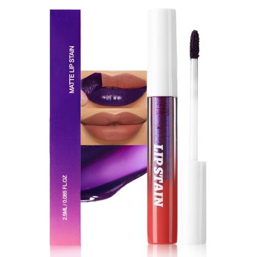 Image of FAFAMOON Neutral Brown Peel Off Lip Stain Tints, Matte Liquid Lipstick Long Lasting Waterproof for Women, High Pigmented Lip Stain Not Faded Non-stick Cup Lipstick Smudge-proof Easy to Apply, 04#