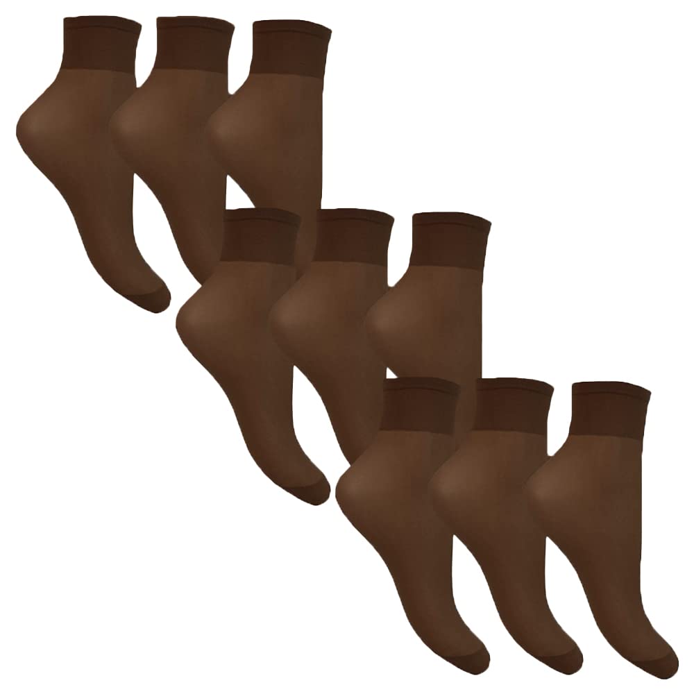 Undercover Ladies 15 Denier Sheer Anklets Chocolate 9 Pairs (3 Packs)