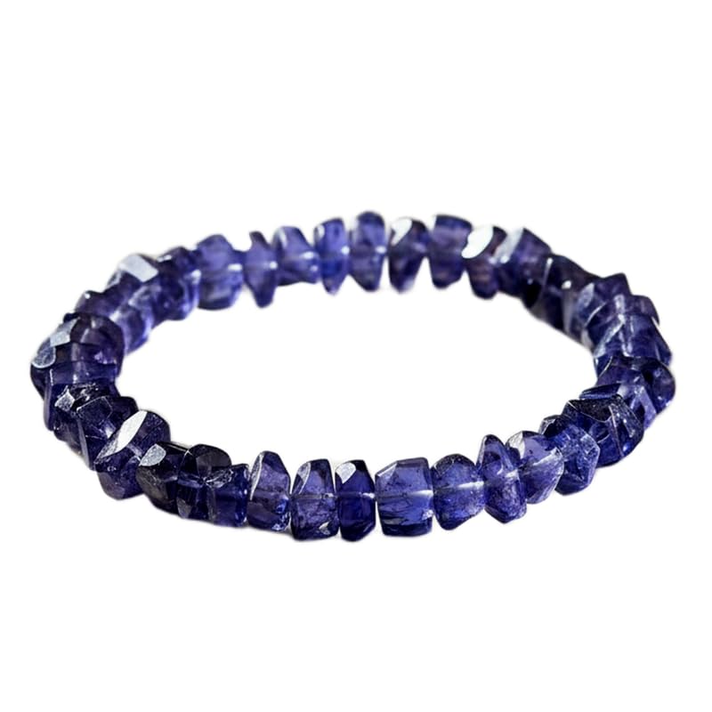 Bracelet en quartz iolite naturel fait main, éclats de pierres fines bleues de haute qualité