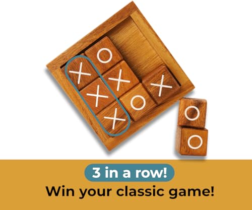 BSIRI Wooden Tic Tac Toe Coffee Table Decor Game Living Room Home Office Decorative Small Desk Bar Top Classic XO Tictactoe Toy Board Travel Size Wood Mini Gifts for Family Games and Gifts for Adults - Image 6