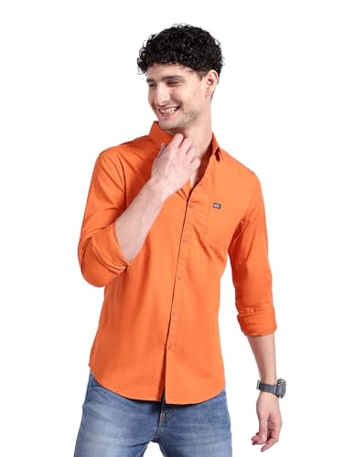 Image of The Indian Garage Co Men Slim Fit Solid Full Sleeves Cutaway Collar Casual Shirt