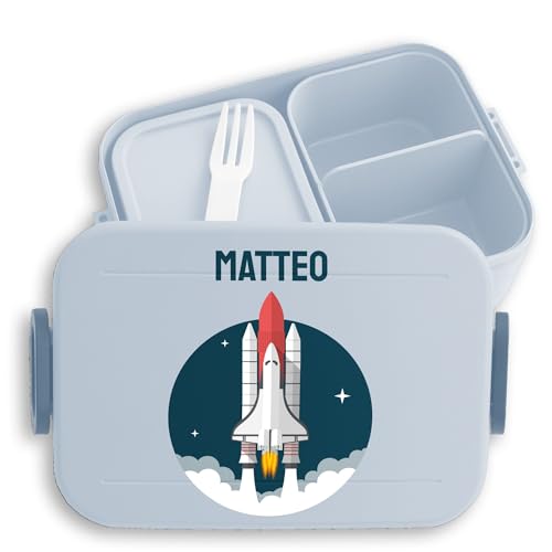 Kinder Bento Box Midi Lunchbox f&uuml;r Mepal Bentobox - Weltall - Nasa Space Shuttle Spaceshuttel Discovery Rakete Weltraum - 900 ml - Hellblau - brotdose astronaut schule einschulungsgeschenk
