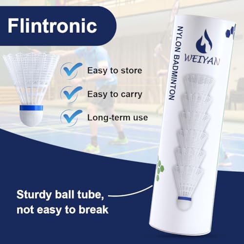 flintronic 6 Pcs Nylon Shuttlecocks, Resistant Badminton Shuttlecocks, Professional Shuttlecocks for Beginner or Indoor and Outdoor Sports, Tough Badminton Ball for Fitness and Entertainment - Image 3