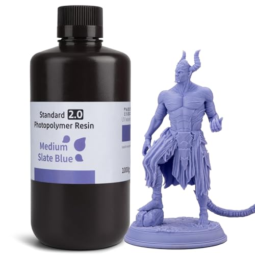Image of ELEGOO Upgraded Standard 3D Printer Resin 2.0 405nm UV Curing Photopolymer Resin for Mars Saturn Jupiter MSLA DLP LCD 3D Printing, High Precision, Low Odor, Medium Slate Blue 1000g