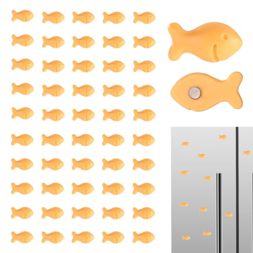 Sinbana 50pcs Mini Resin Goldfish Cookies Fridge Magnets, Yellow