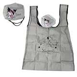 MENBLY Kuromi-bunny Compact Eco Bag: Reusable Kawaii Grocery Bag in Drawstring Pouch, Washable Heavy Duty Polyester, Light Tote Bags - Size 32x35cm|Gray Color, Grey, KECB10001