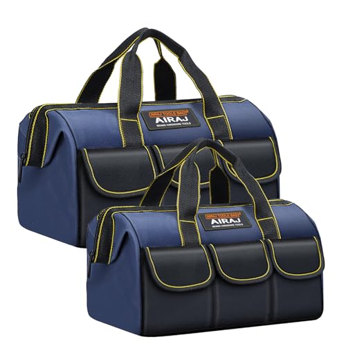 AIRAJ Bolsa de Herramientas 2 Piezas, Organizador de Herramientas de 14'y 16' con 5 Bolsillos, Bolsa de Almacenamiento de Herramientas Pequeñas Multifuncional Para Electricista, Carpintero, Mecánico