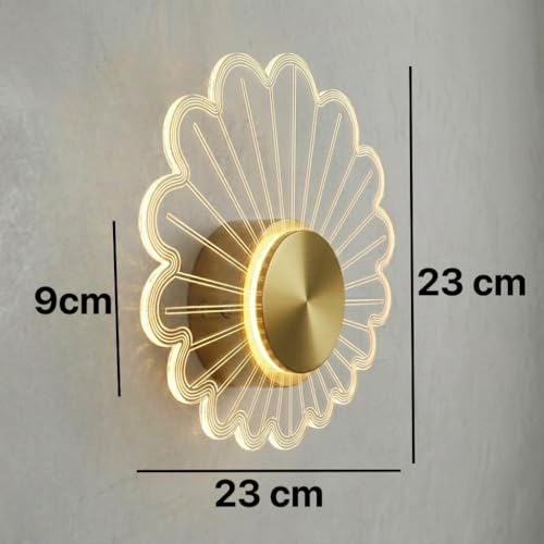 Image of Groeien 12W Modern LED Acrylic Artistic Sunray Floral Petal Design Sconce Gold Wall Light for Bedroom Living Room Corridor Lighting Fixtures Wall Mount (1, Golden Petal)