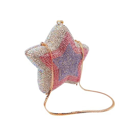Image of Women Rhinestone Star Shape Clutch Purse Unique Crystal Evening Bag Luxury Chain Handbag for Wedding Cocktail Party | Rhinestone
