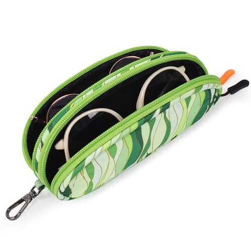 Image of Double Eyeglasses Case Soft Portable Zipper Sunglasses Pouch with Keychain Clip for Men Women