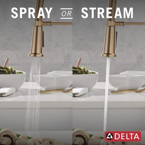 Delta Rhett Pro Style Commercial Kitchen Faucet with Pull Down Sprayer, Single Hole Brushed Gold Kitchen Sink Faucet, Single Handle, Champagne Bronze 18829-CZ-DST - Image 8