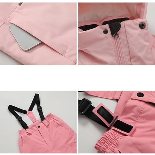 Boys Girls Winter Ski Jacket & Pants Set 2-Piece Snowsuit | Children's Hooded Windproof Coat with Ski Bib Pants Ski Suit3
