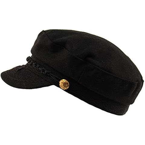Men's Greek Fisherman Sailor Fiddler Winter Wool Driver Hat Flat Cap, Black, Large-X-Large Cover