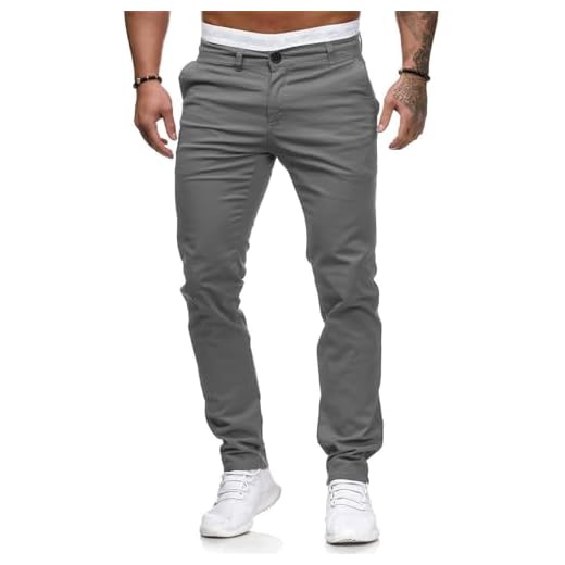 Calça social masculina Hungson, em sarja, slim fit, reta, frente, lisa, calças de golfe, estilo casual, calças de viagem, Cinza escuro, 42