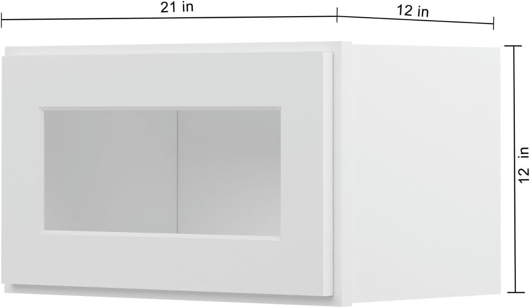 Furinno Shaker Wall Kitchen Cabinet, with Single Door, Glass Not Included, Ready to Assemble, 12 D x 21 W x 12 H, White