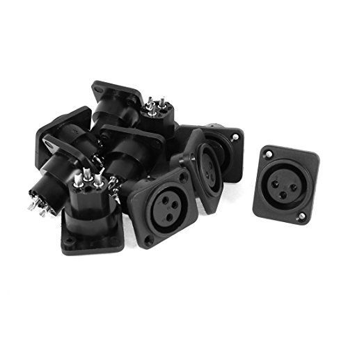 uxcell Audio XLR Female Jack Panel Mount Socket 10 Pcs Black Silver Tone