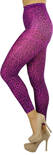 Tobeinstyle Women’s Nylon Footless Tights Hosiery W/Leopard Cheetah Animal Print - One Size - Leopard Purple #TOP4