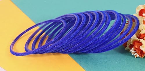 Image of NMII Glass Velvet Bangles Set For Women and Girls | Plain Glass Bangles | Velvet Chudi | Simple Bangles For Women | Stylish Glass Bangles- Set of 24
