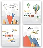 Adventure Awaits Wall Art,Inspirational Explore Famous Quotes Art Printing，cute cartoon inspiration