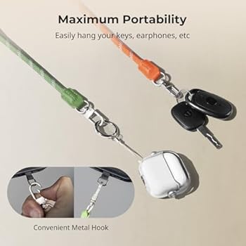 SMALLRIG Verstelbare Telefoonpolsband, 38 cm Leren en Nylon Polsband voor Smartphones met Ingebouwde Haak voor Sleutels en Accessoires, oranje - 5302