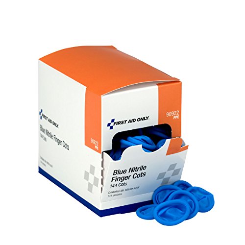 First Aid Only 90922 Blue Nitrile Finger Cots, Disposable Rubber Finger Protectors, 144 Pack #1