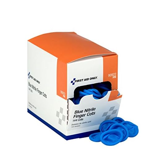 First Aid Only 90922 Blue Nitrile Finger Cots, Disposable Rubber Finger Protectors, 144 Pack