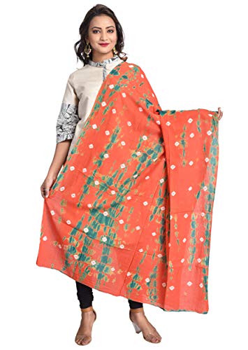 Image of Women's Pure Cotton Multi-Colored Traditional Authentic Tie Dye with Bandhej Bandhani Dupatta Chunni