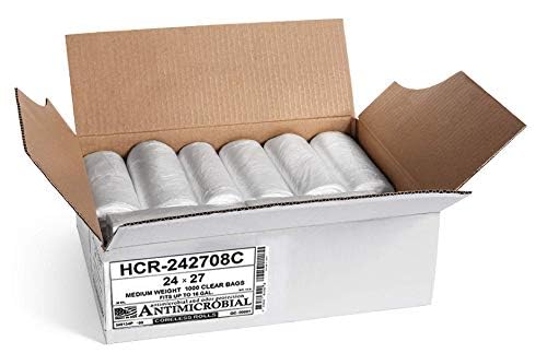 Image of Aluf Plastics 12 Gal Clear Trash Bags, 8 Micron (EQ.), 24 inch x 27 inch (1000 Pk)