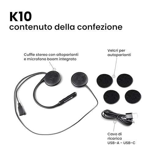 Midland - Auricolare Bluetooth 5.2 Singolo Lokui K10 Per Motociclisti Urbani, Risponditore Telefonico Invisibile Universale Con Filtro Anti-Rumore - Auricolari Casco Moto Sottili 7Mm, Ricarica Rapida - 12