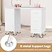 LDAILY Moccha Nail Desk, Manicure Table w/ 3 Drawers & 2 Storage cabinets, Wrist Rest, 8 Metal Legs, Acetone Resistant Nail Desk for Nail Tech, Nail Table Station for Salon Beauty, Home (White)
