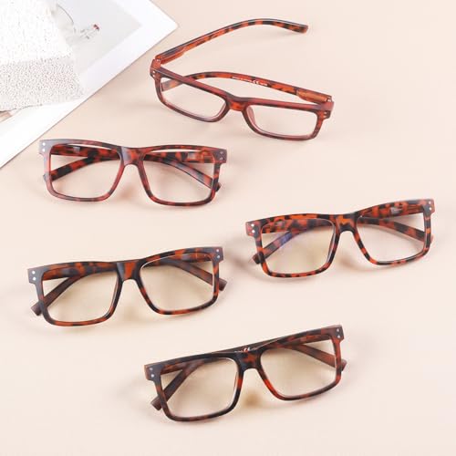 Image of Eyekepper 0.25 Reading Glasses Men, Readers for Women, 5 Pack Tortoise | Stylish Mens Womens Cheaters,Large Fashion Reader Eyeglasses,All-Day Comfort Spring Hinges,Scratch Resistant for Work /Crafts